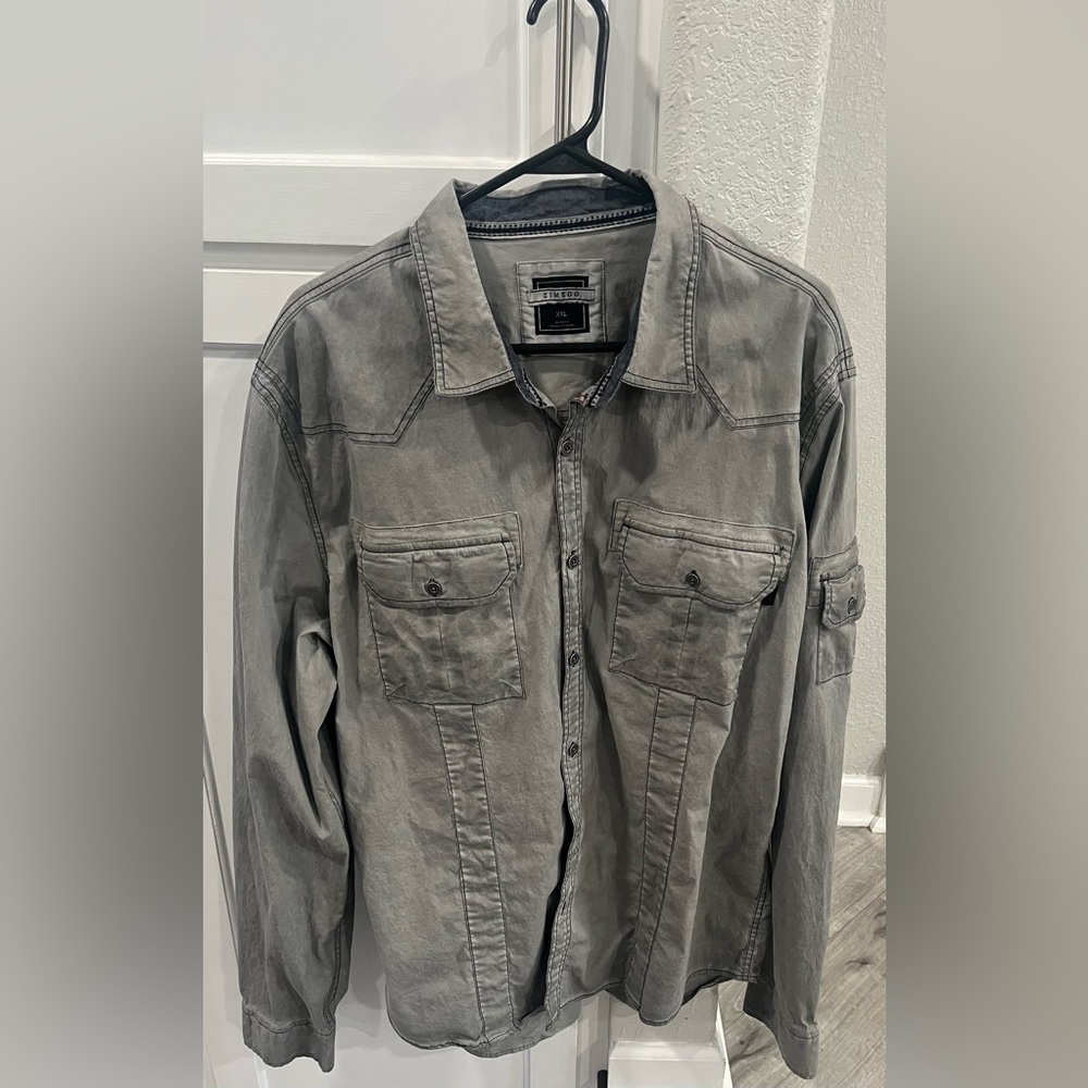 Zimego Men's Charcoal Button Down Shirt